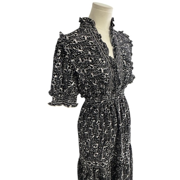 MAX STUDIO LONDON Black White Tierred Maxi Dress Size S Party Work‎ Vacation - Picture 3 of 9